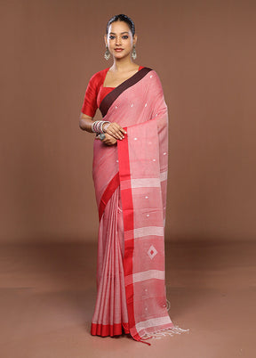 Pink Matka Silk Saree With Blouse Piece