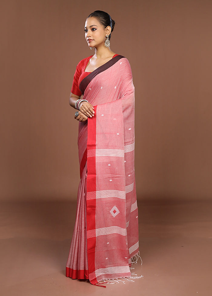Pink Matka Silk Saree With Blouse Piece