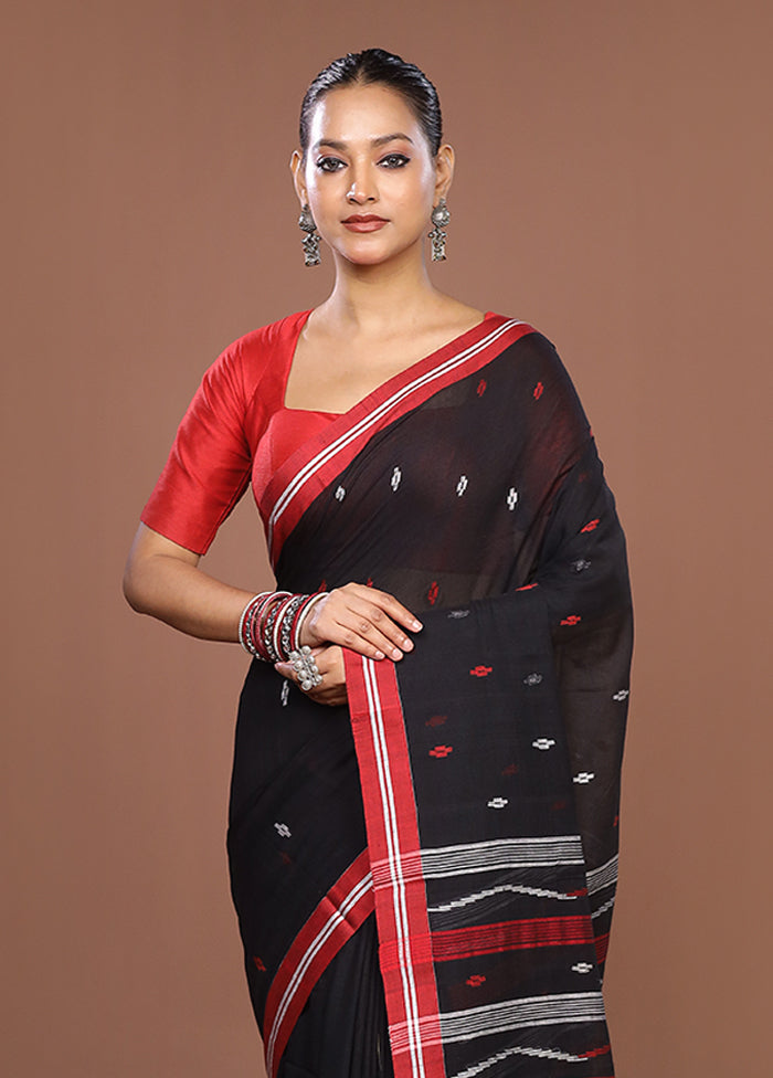 Black Matka Silk Saree With Blouse Piece