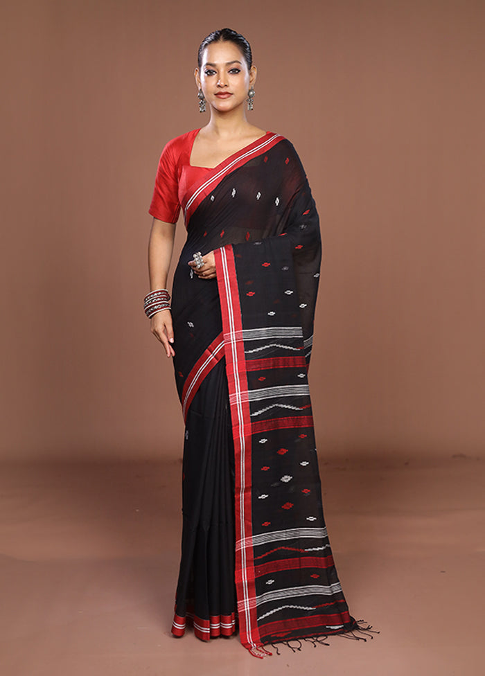 Black Matka Silk Saree With Blouse Piece