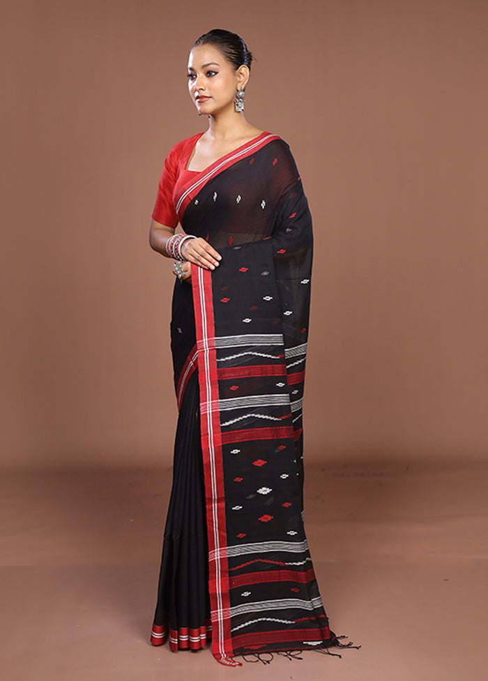 Black Matka Silk Saree With Blouse Piece