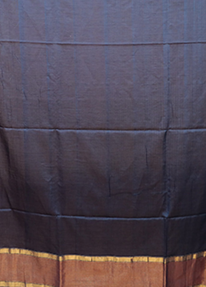 Blue Matka Silk Saree With Blouse Piece