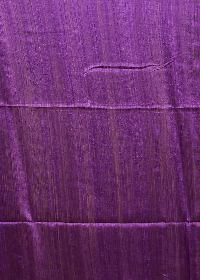 Purple Handloom Matka Pure Silk Saree With Blouse Piece