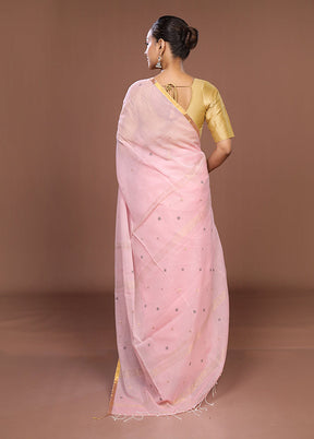Pink Matka Silk Saree With Blouse Piece