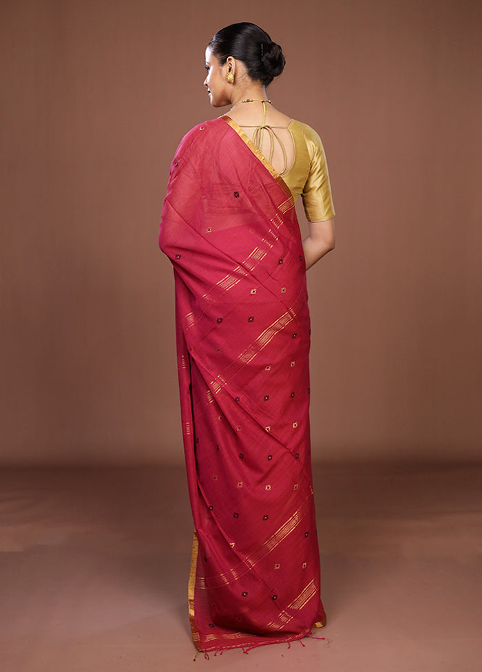 Maroon Matka Silk Saree With Blouse Piece