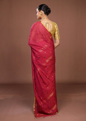 Maroon Matka Silk Saree With Blouse Piece