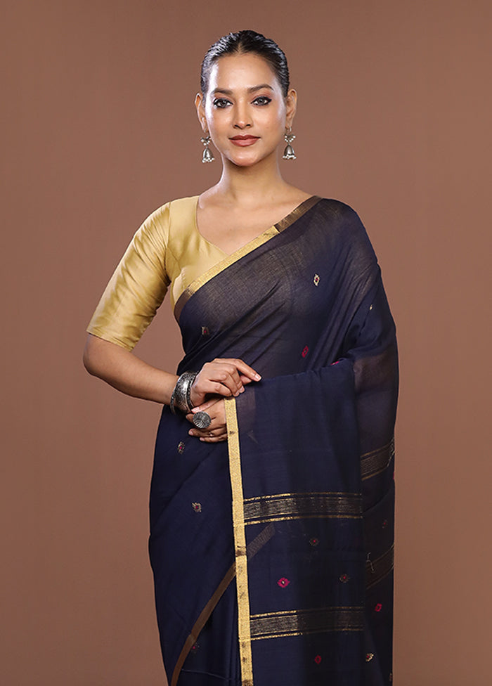 Black Matka Silk Saree With Blouse Piece