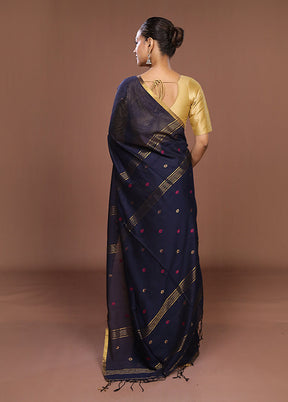 Black Matka Silk Saree With Blouse Piece