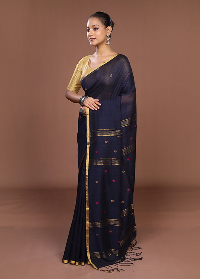 Black Matka Silk Saree With Blouse Piece