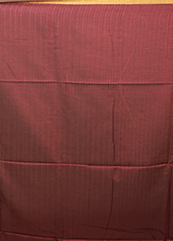 Maroon Matka Silk Saree With Blouse Piece