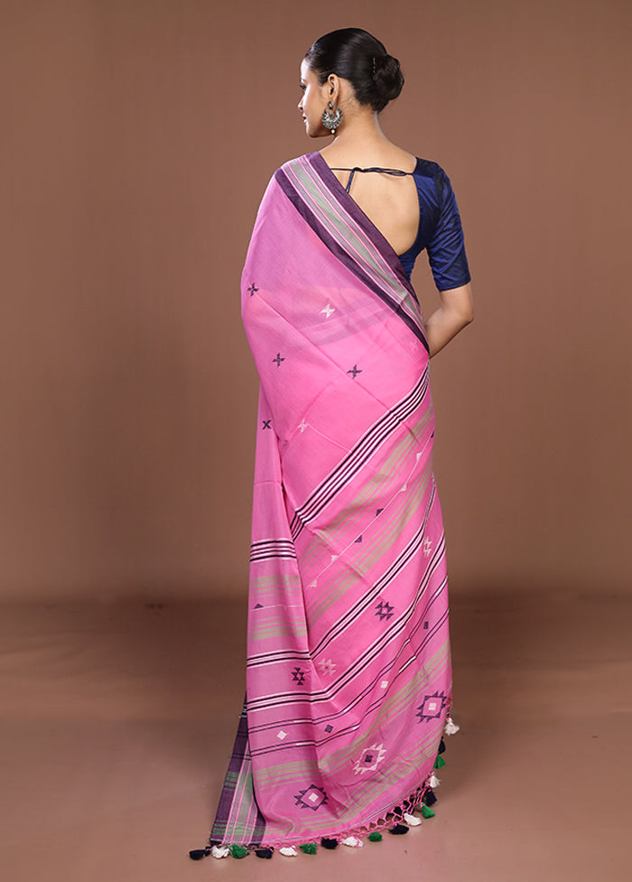 Pink Matka Silk Saree With Blouse Piece
