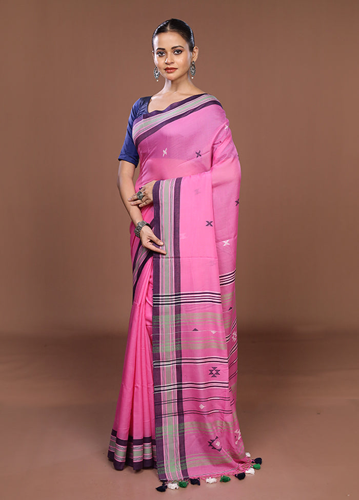 Pink Matka Silk Saree With Blouse Piece