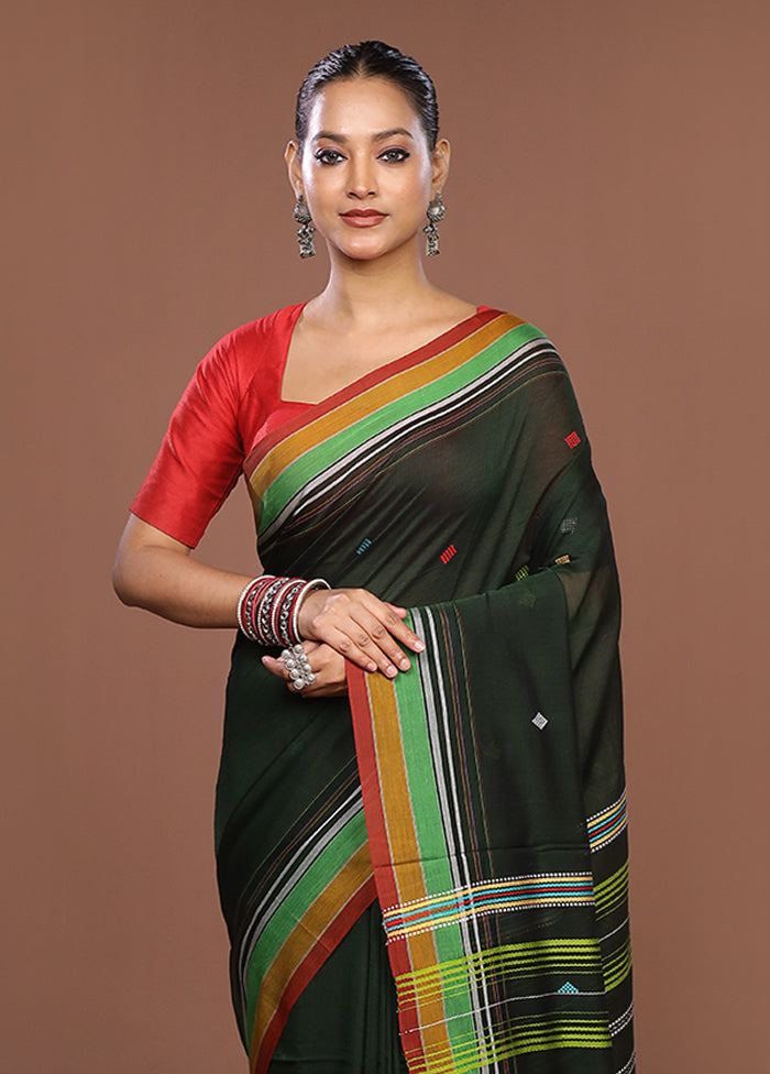 Green Matka Silk Saree With Blouse Piece