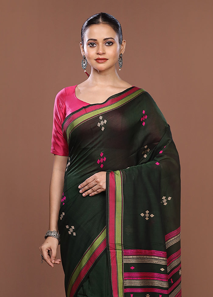 Green Matka Silk Saree With Blouse Piece