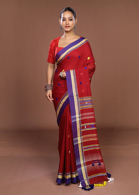 Maroon Matka Silk Saree With Blouse Piece