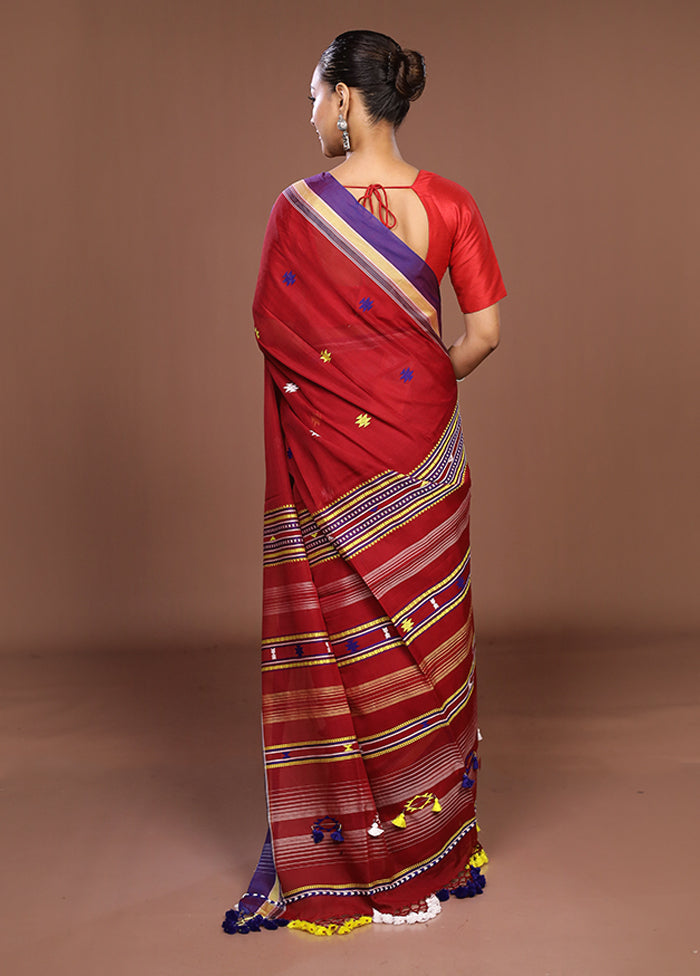 Maroon Matka Silk Saree With Blouse Piece