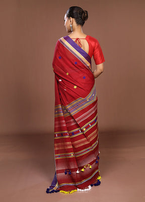 Maroon Matka Silk Saree With Blouse Piece