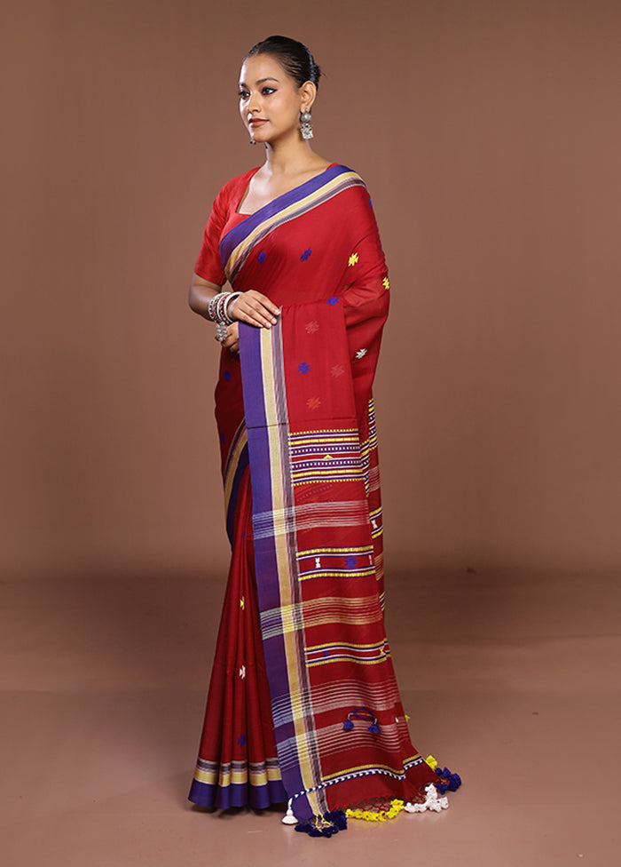 Maroon Matka Silk Saree With Blouse Piece