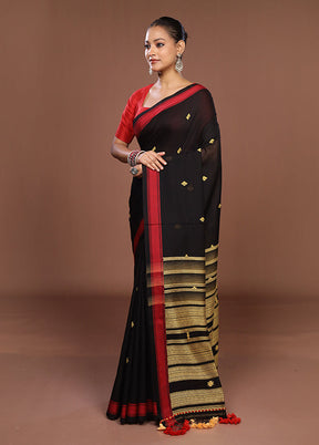 Black Matka Silk Saree With Blouse Piece