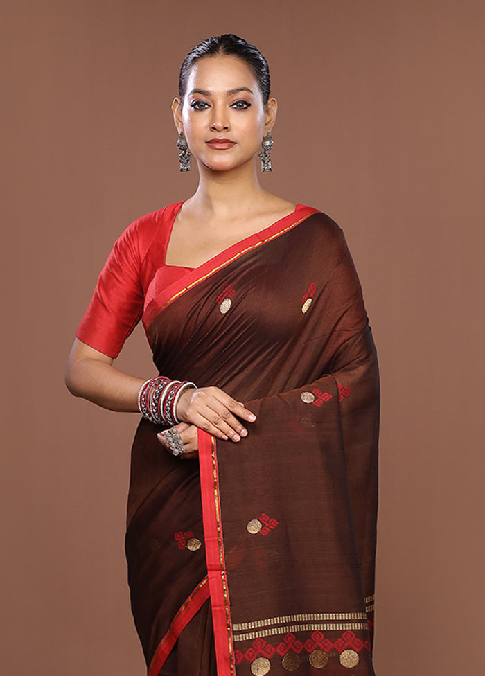 Maroon Matka Silk Saree With Blouse Piece