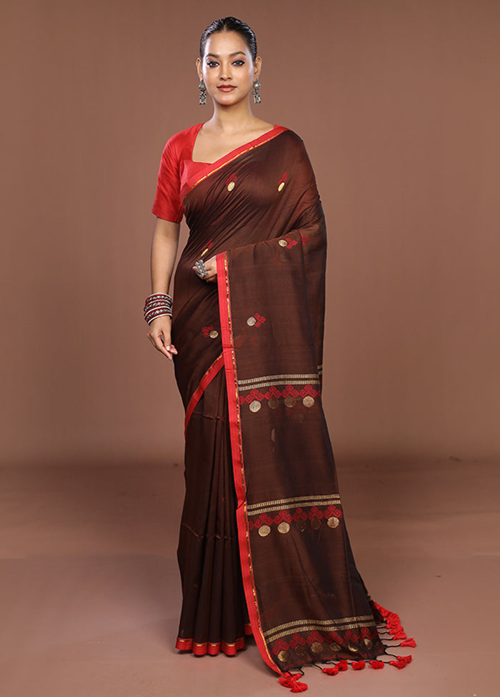 Maroon Matka Silk Saree With Blouse Piece
