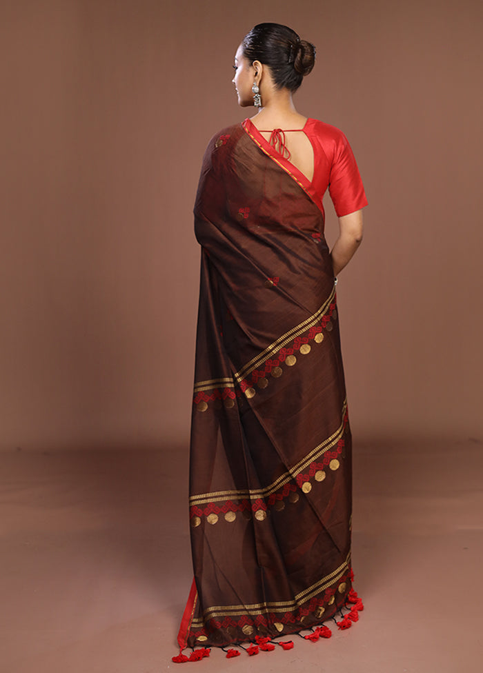 Maroon Matka Silk Saree With Blouse Piece