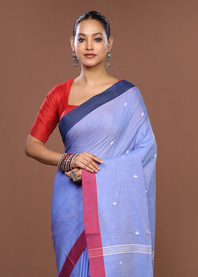 Blue Matka Silk Saree With Blouse Piece