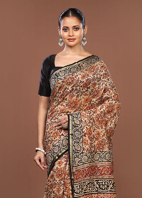 Cream Chanderi Silk Saree With Blouse Piece