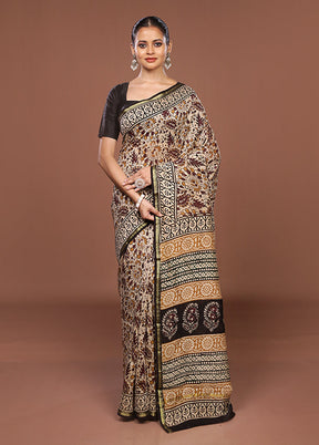 Cream Chanderi Silk Saree With Blouse Piece