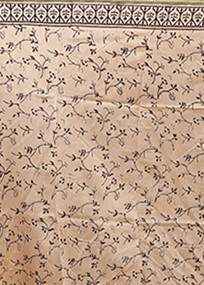 Cream Chanderi Silk Saree With Blouse Piece