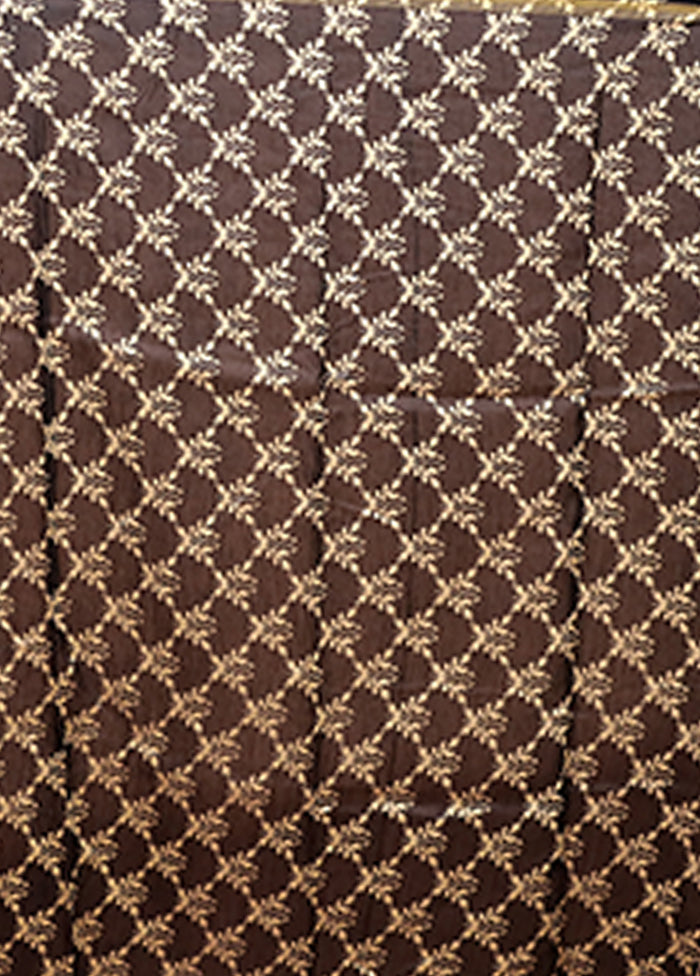 Black Chanderi Silk Saree With Blouse Piece