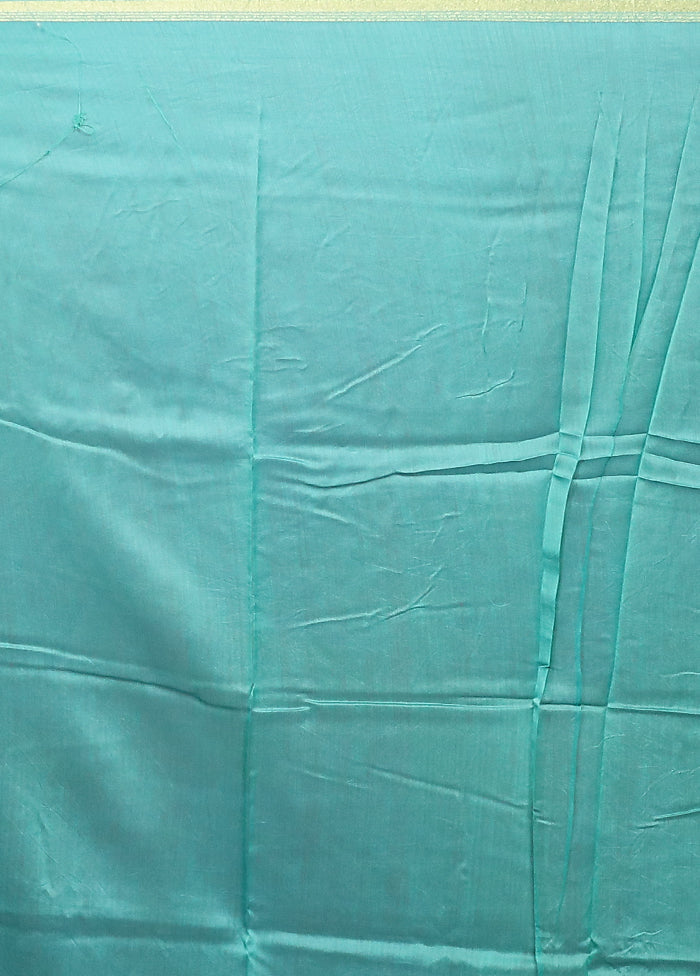 Green Chanderi Silk Saree With Blouse Piece