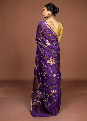 Blue Chanderi Silk Saree With Blouse Piece