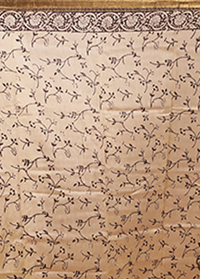 White Chanderi Silk Saree With Blouse Piece