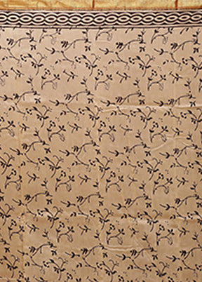 Cream Chanderi Silk Saree With Blouse Piece