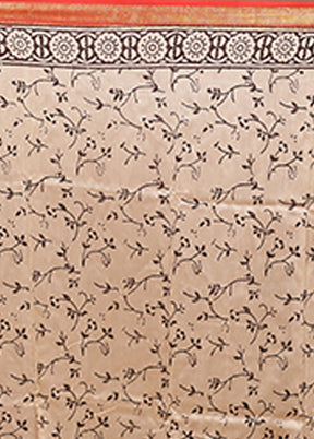 Cream Chanderi Silk Saree With Blouse Piece