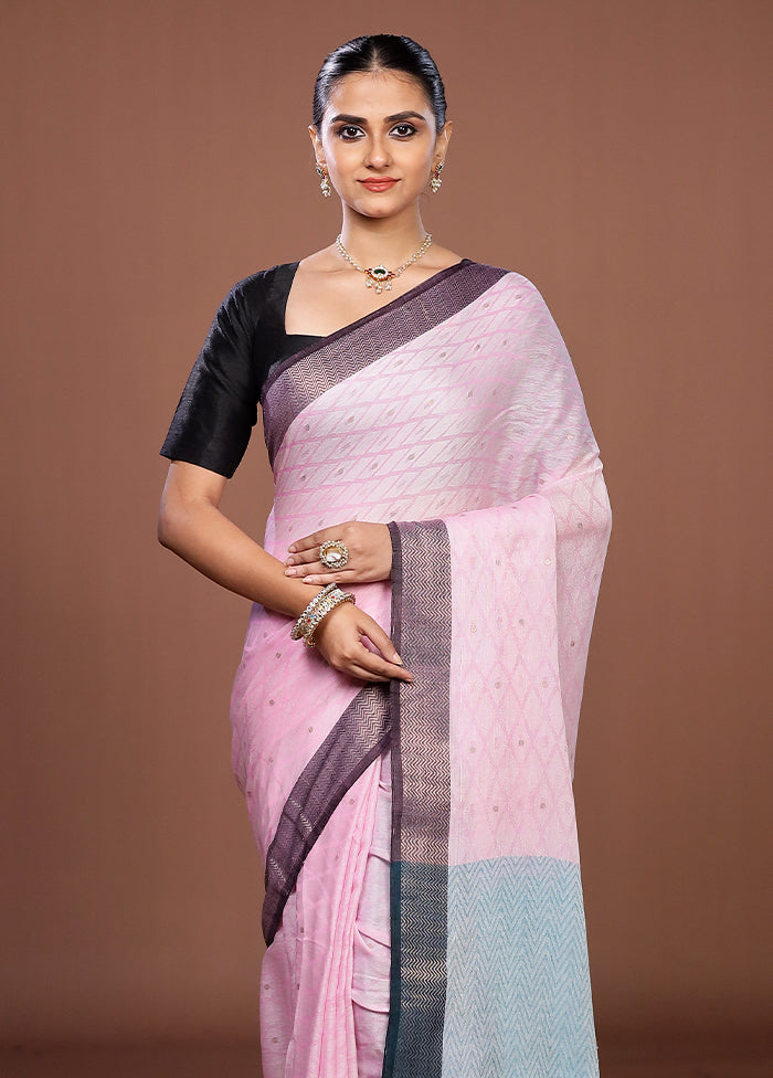 Pink Matka Silk Saree With Blouse Piece