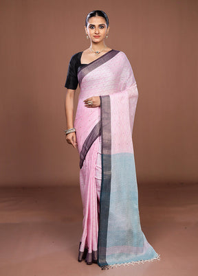 Pink Matka Silk Saree With Blouse Piece