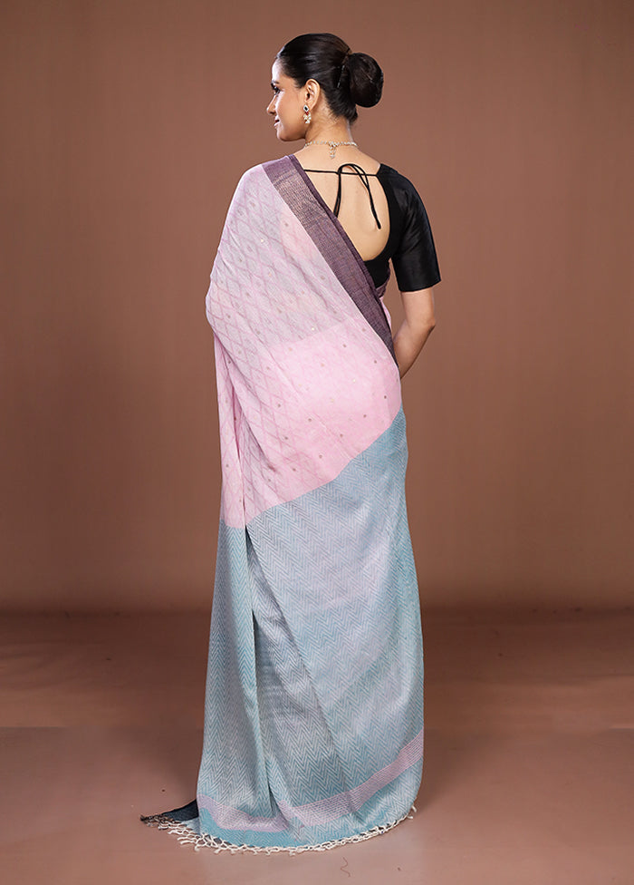 Pink Matka Silk Saree With Blouse Piece