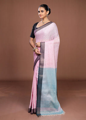 Pink Matka Silk Saree With Blouse Piece
