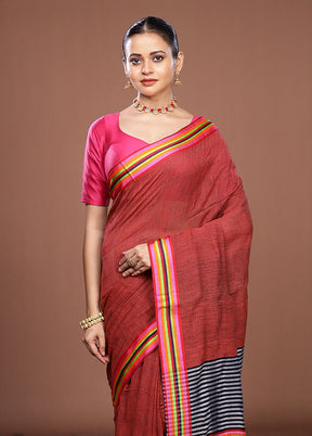 Maroon Matka Silk Saree With Blouse Piece