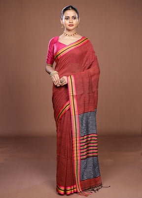 Maroon Matka Silk Saree With Blouse Piece