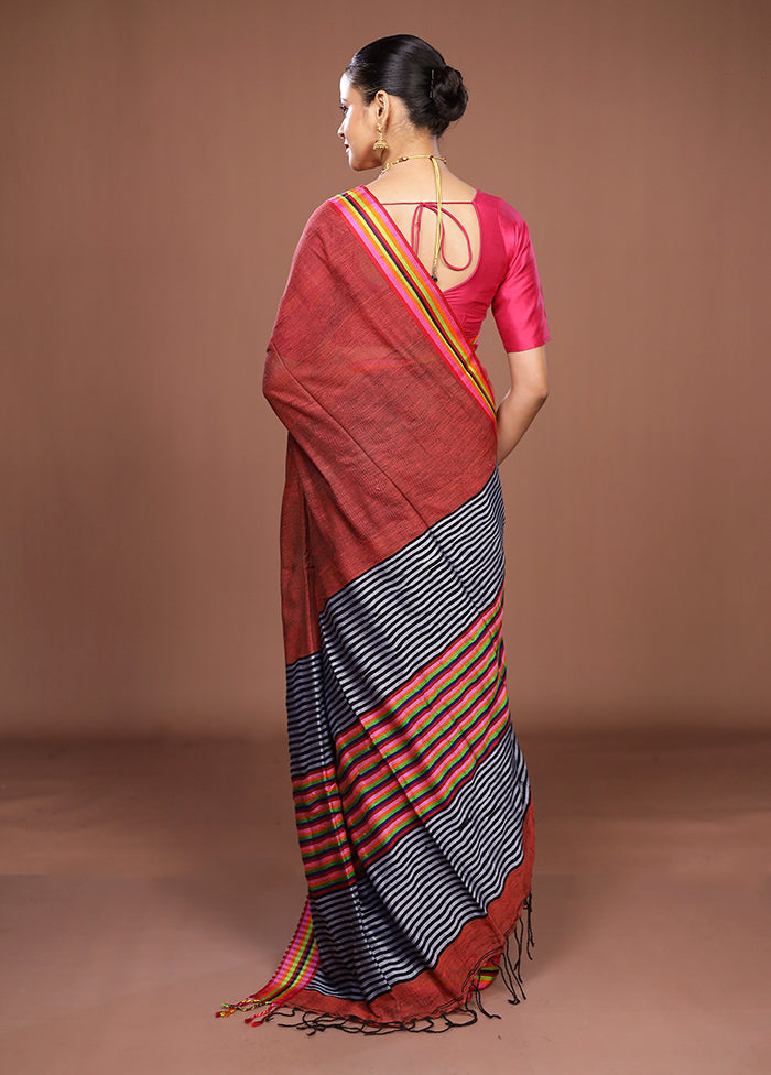 Maroon Matka Silk Saree With Blouse Piece