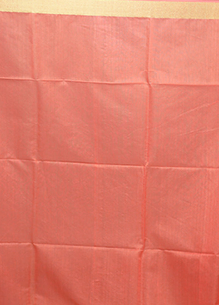 Orange Matka Silk Saree With Blouse Piece