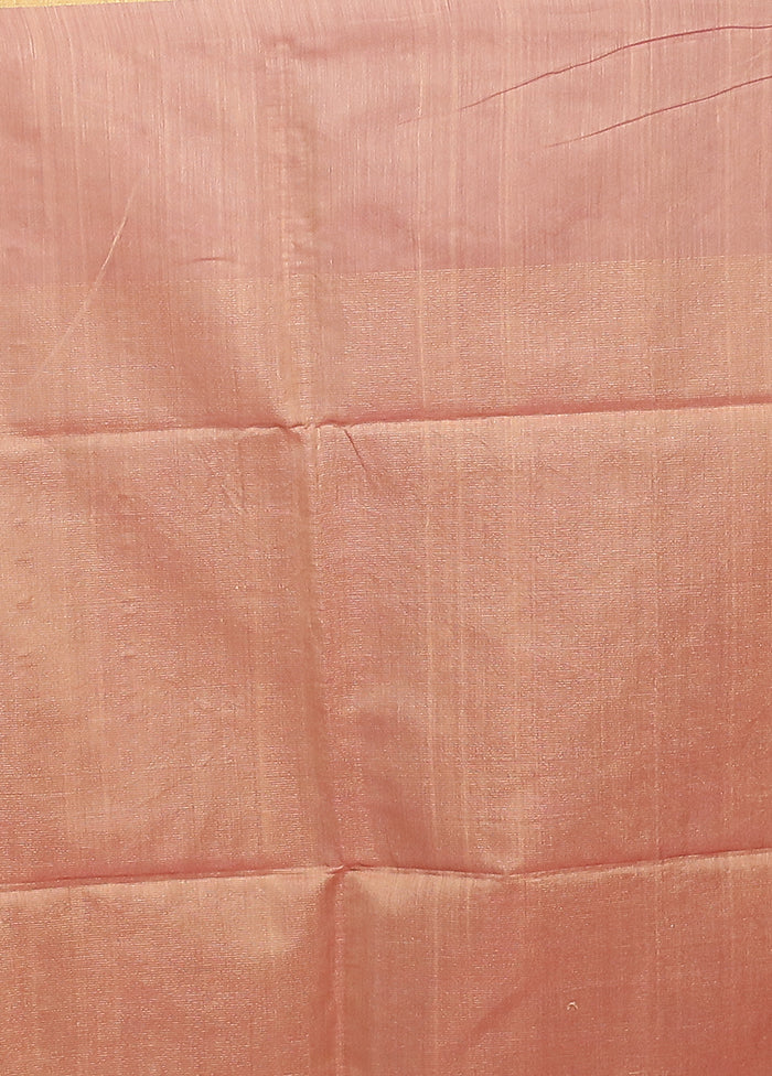 Peach Matka Silk Saree With Blouse Piece