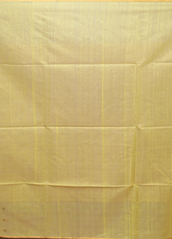 Yellow Matka Silk Saree With Blouse Piece