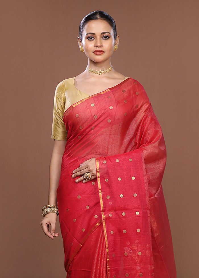 Pink Matka Silk Saree With Blouse Piece
