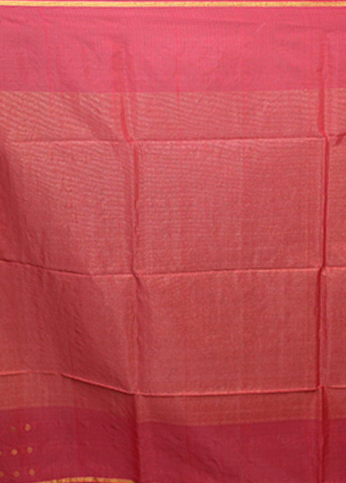 Pink Matka Silk Saree With Blouse Piece