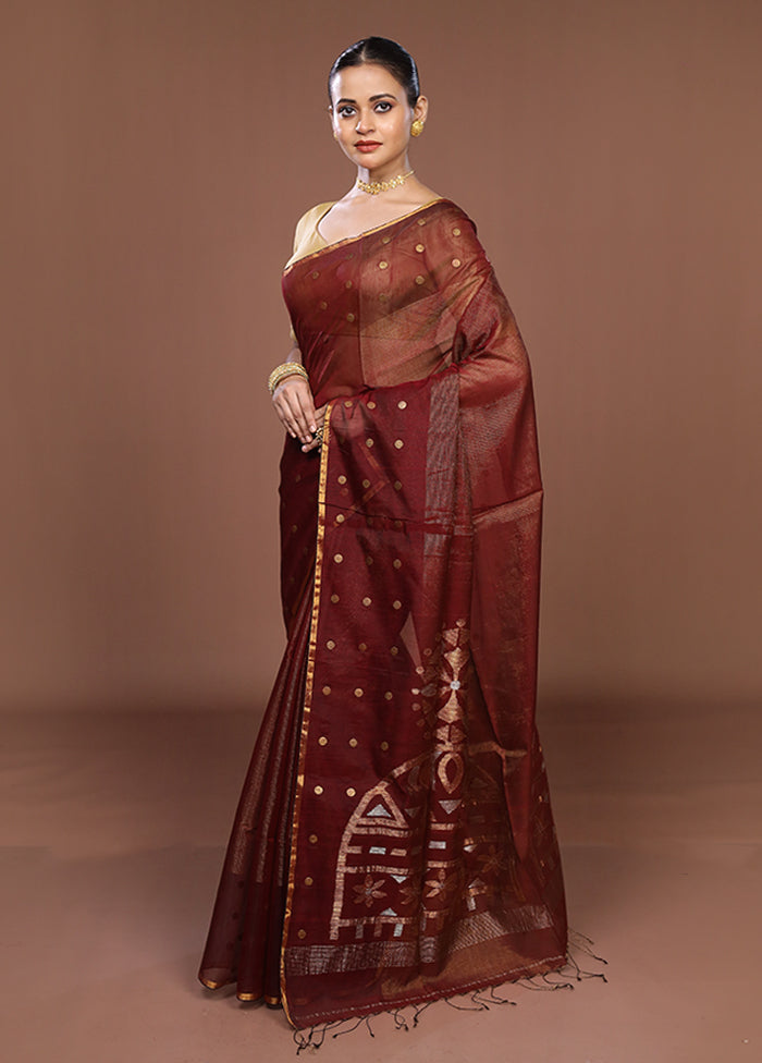 Maroon Matka Silk Saree With Blouse Piece