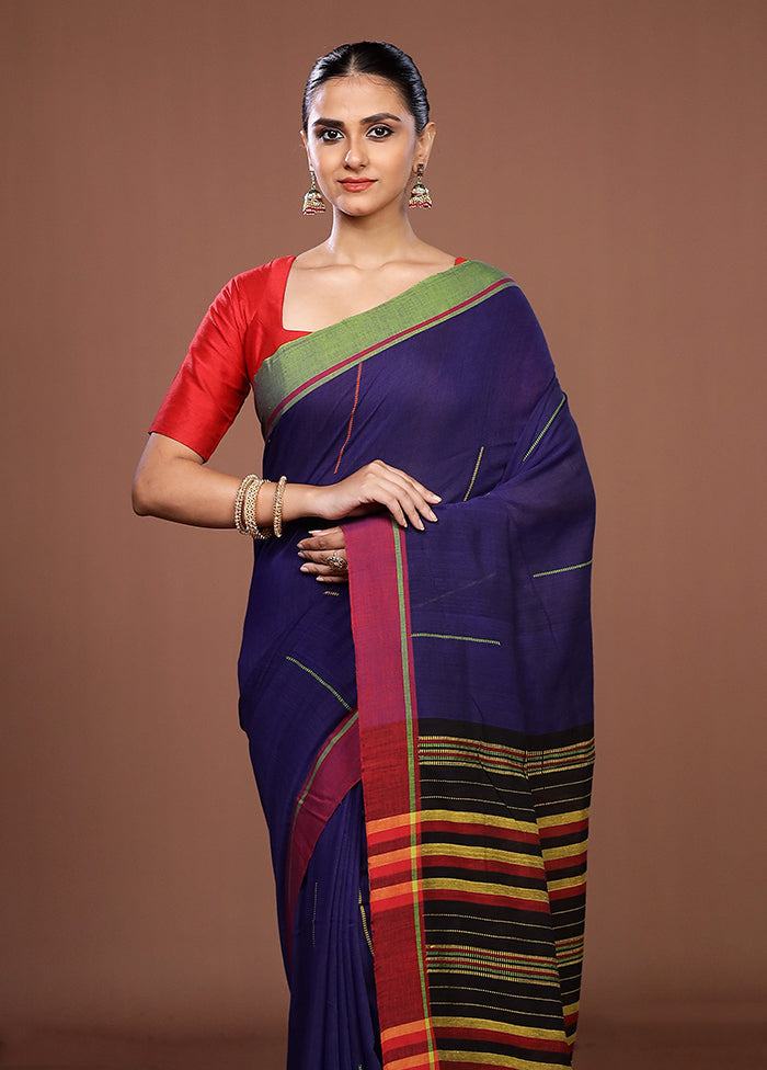 Blue Matka Silk Saree With Blouse Piece